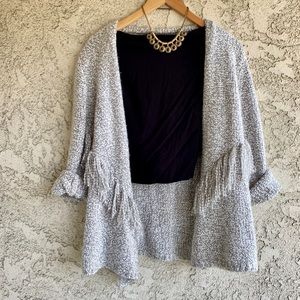 Oversized Boho Fringe V-Line Shag Cardigan